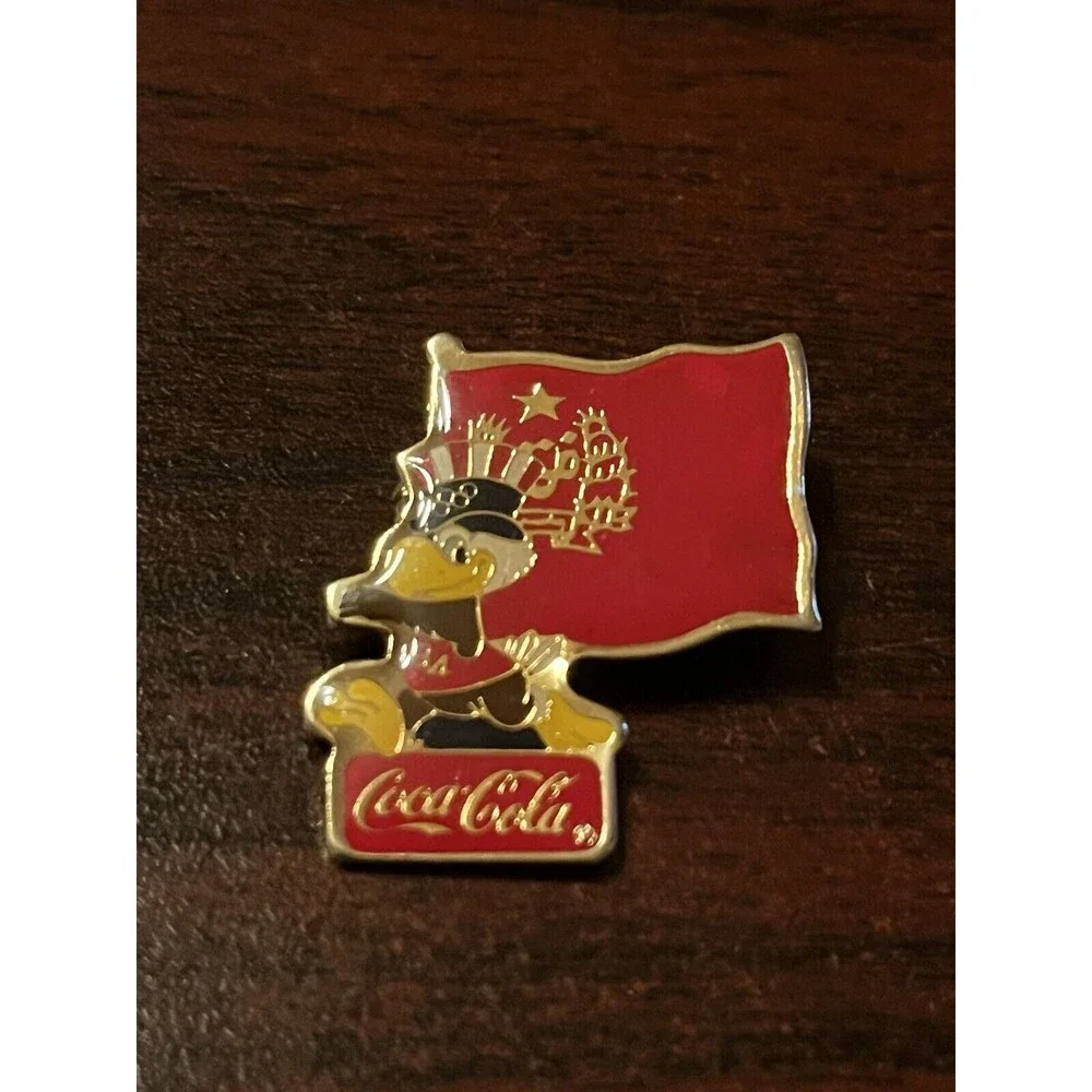 Vintage 1984 Los Angeles Olympics Coca Cola Sam Eagle Afghanistan Flag Lapel Pin